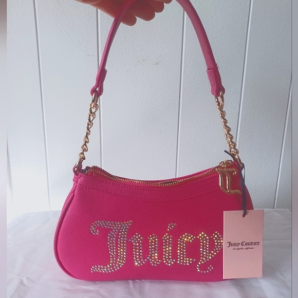 Juicy Couture Handbags - Juicy Couture Hot Pink Rhinestone Shoulder Bag